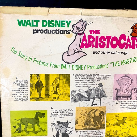 WALT DISNEY PRODUCTIONS VTG 1970 THE ARISTOCATS DISNEYLAND VINYL RECORD DQ-1333 - Picture 7 of 16